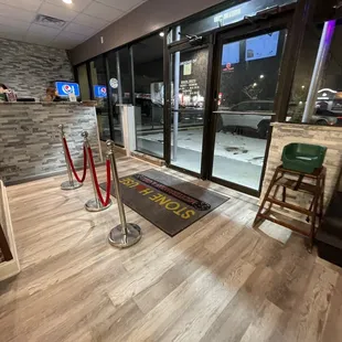 the entrance to the restaurant
