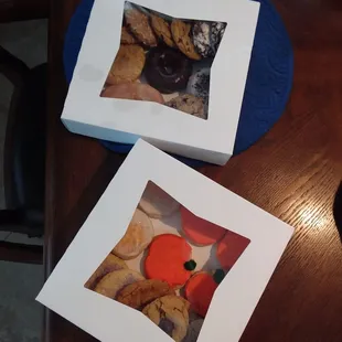 Pumpkin sugar cookies, Hershey kiss cookies, chocolate donut, chocolate cookies