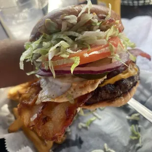 Breakfast Burger and fries