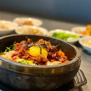 Hot pot Bibimbap with pork