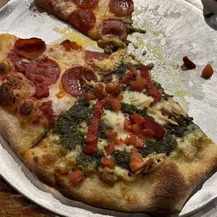 Pepperoni and chicken pesto.