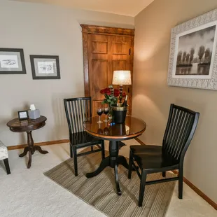 All of our spacious suites feature bistro tables where you can enjoy in room dining