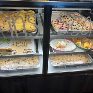 baked goods in display case