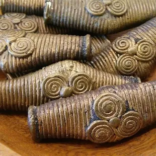 Large, handmade African brass beads