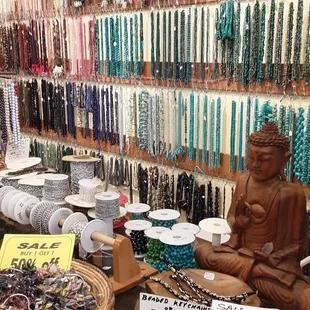 We have lots of gemstones including turquoise, chain by the foot, jewelry, statues, and more.