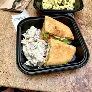 Garlic and Basil Chicken Sandwich with Potato Salad