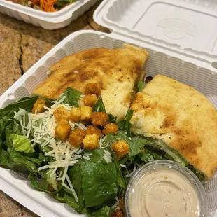 Chicken Garlic and Basil Chicken Sandwich with Caesar salad