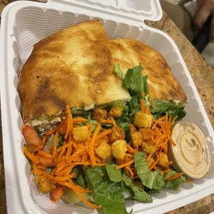 Garlic and Basil Chicken Sandwich With garden salad