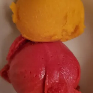 Housemade sorbet: mango / raspberry