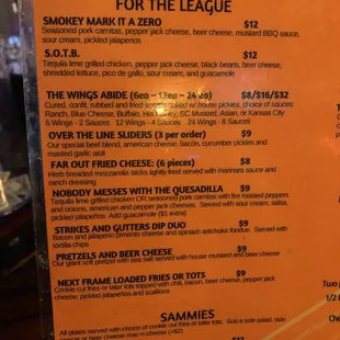 menu
