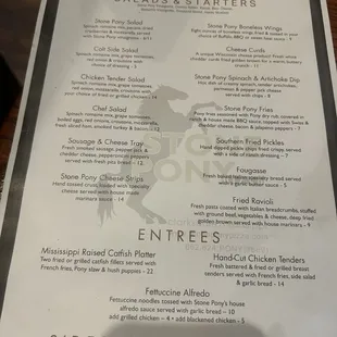 Menu... grilled catfish is good. Add a salad with house salad dressing