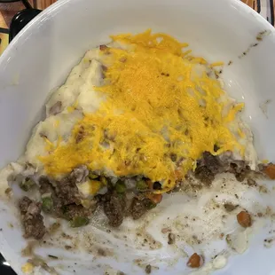 Half of a serving of Shepards Pie (I just couldn't wait).