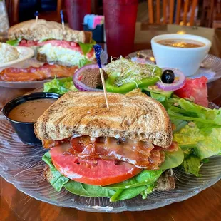 BST, house salad, egg salad sandwich, potato salad, side of bacon