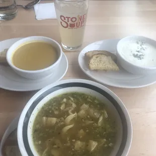 Yellow curry, creamy cauliflower, and chicken noodle soup!