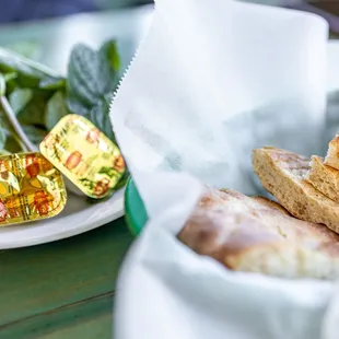 Complimentary Bread, onions and greens