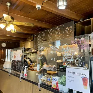 the counter and menu