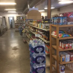 shelves of bottled water