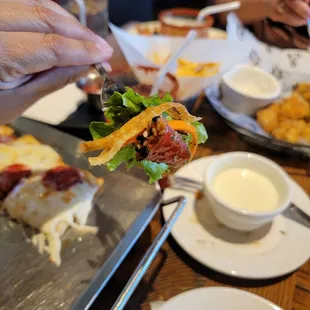 One bite of the seared tuna salad