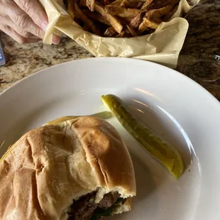 Cheeseburger and fries