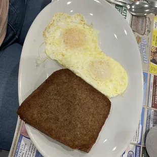 Scrapple and eggs
