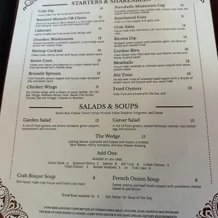 the menu of the stonecroft manor