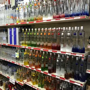 shelves of liquor