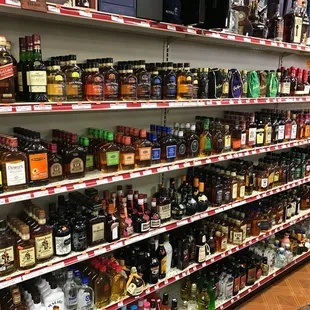 shelves of liquor