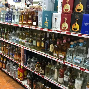 shelves of liquor