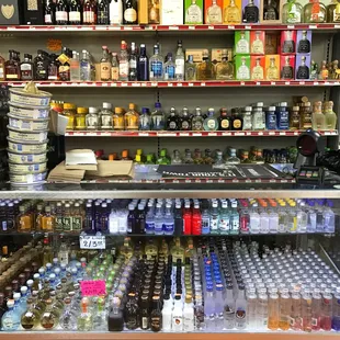 a variety of liquors