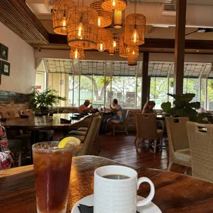 Inside interior with coffee&amp;Ice tea