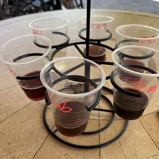 a display of glasses of wine