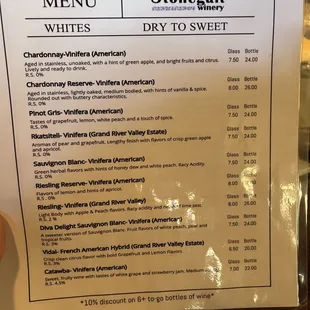 Wine menu 2