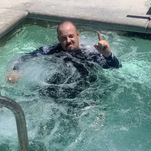 Enjoying the hot tub