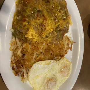 Chile Rellenos and Eggs - great green chili!