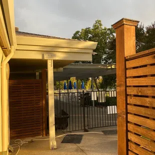 Walking out of the ladies locker to the pool