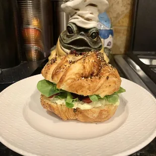 Everything croissant with their egg salad made at home - yum!