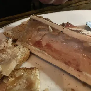Bloody marrow that we scooped out to bring home to the dogs.