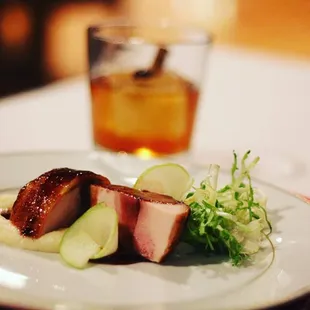 Pheasant Roulade, Parsnip Puree, Pickled Apples and Blackberry Gastrique
