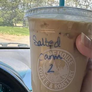 Iced salted caramel latte