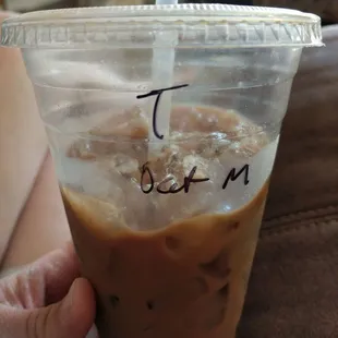 Iced turtle mocha with oatmilk