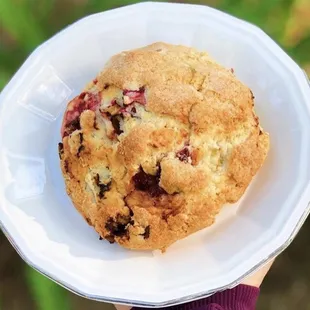 strawberry rhubarb scone!! devine not too much sugar today which was perfect fo me