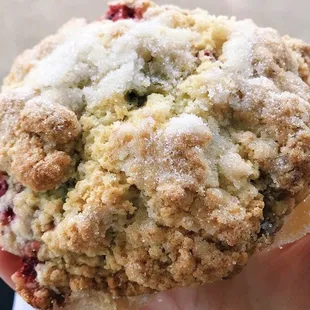 Strawberry Rhubarb scone the sugar was goin hard today