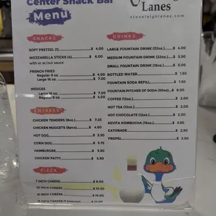 The menu