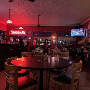 tables and chairs in a restaurant