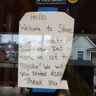 Go to register to be seated.