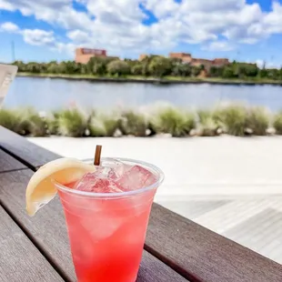 a drink on a table