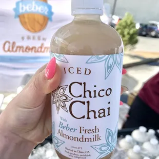 $6 Chico Chai with Beber Fresh Almond Milk~ It was spicy for me, so shake it up first, the flavor wasn't bad and ginger helped my headache!