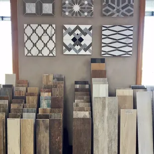 Tabarka concept boards with multiple choices in wood look tiles