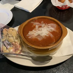 Brisket chili before crackers, can get with onions and cheese as well.