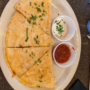 a quesadilla with salsa